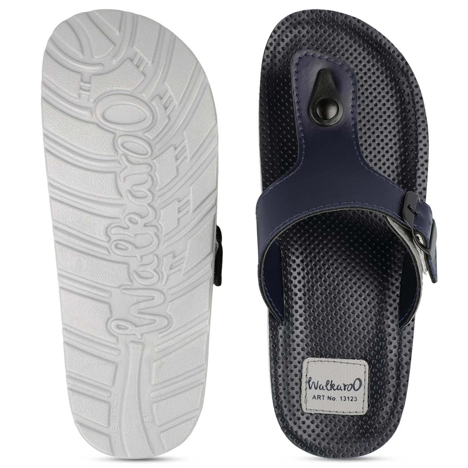 Walkaroo Men Solid Thong Sandals  - 13123 Blue Grey