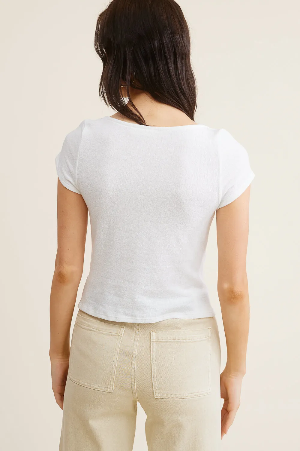 White Cowl Neck Top