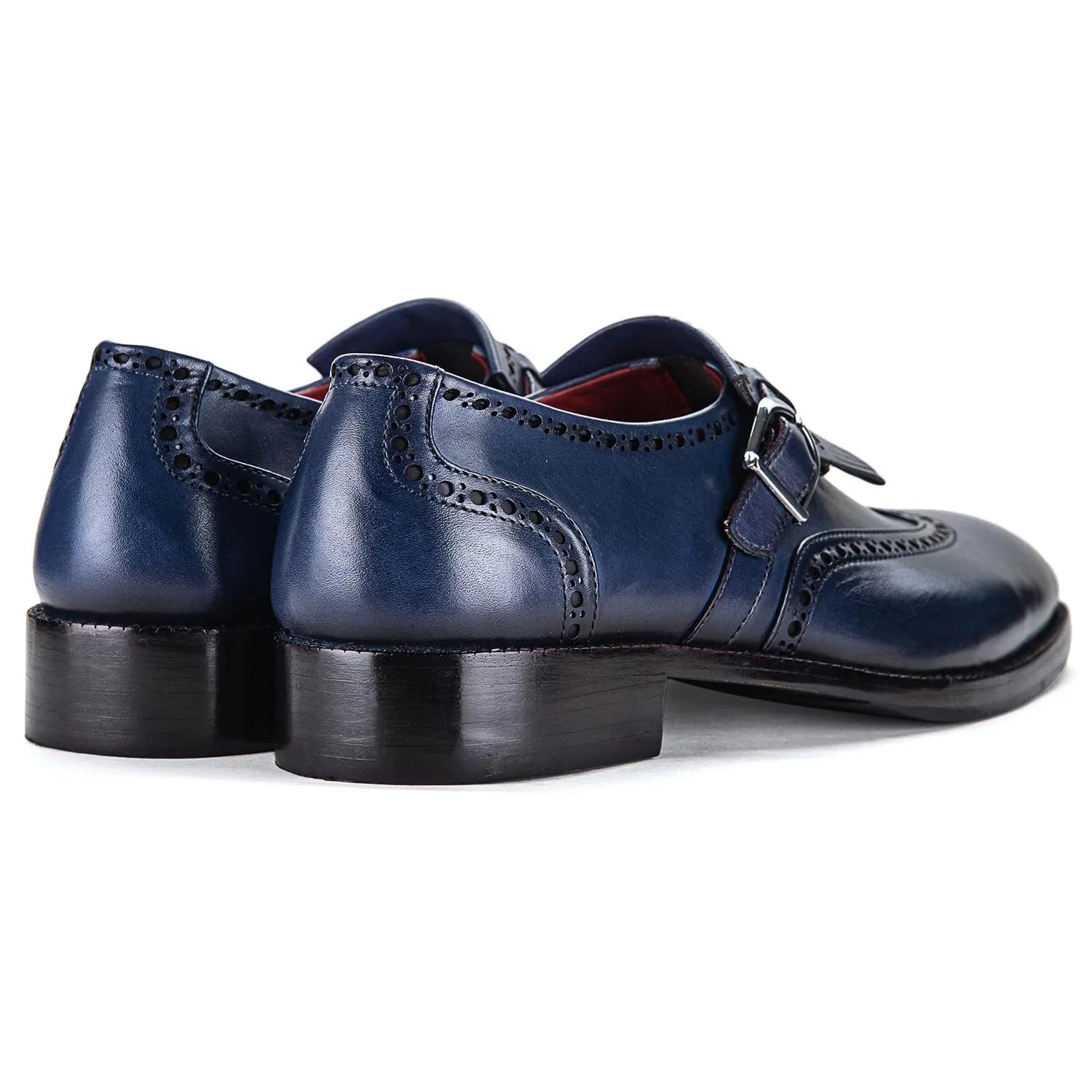 Wingtip Brogue Kiltie Monk Strap- Navy