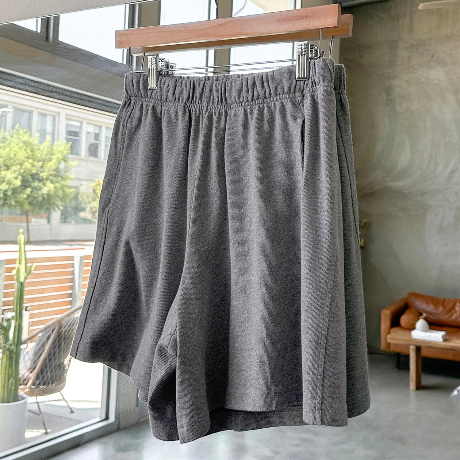 Womens Cotton Flared Basketball Shorts - Heather Grey